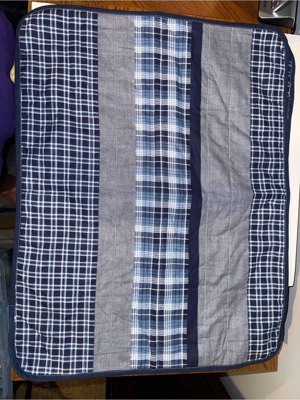 Nautica Home set of 2 Blue Plaid patchwork pillow shams 29”x22”